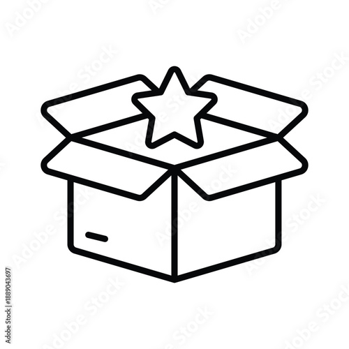A outline icon illustrating surprise box delivery concept
