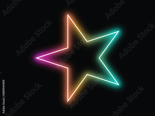 neon star on black background