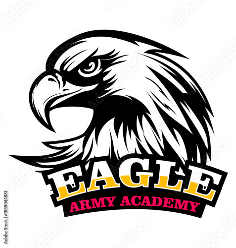 Majestic Eagle Emblem: A detailed illustration of a fierce eagle's head, conveying strength and prestige, serving as a powerful emblem.