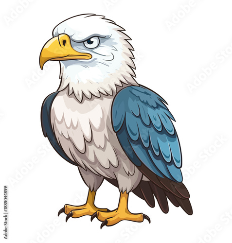 Proud Eagle: A majestic eagle stands tall, its piercing gaze reflecting its regal bearing, a symbol of freedom, strength and authority. 