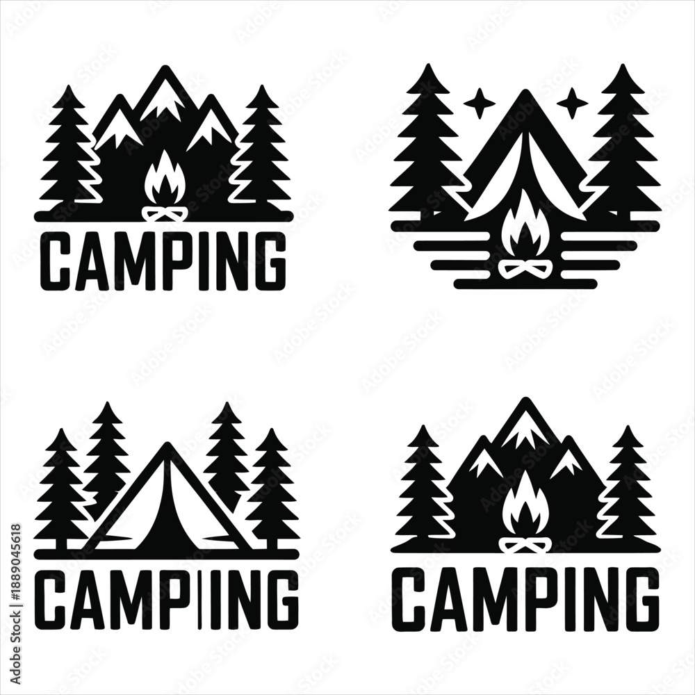 Obraz premium Outdoor camping and mountain adventure vintage badge and emblem collection
