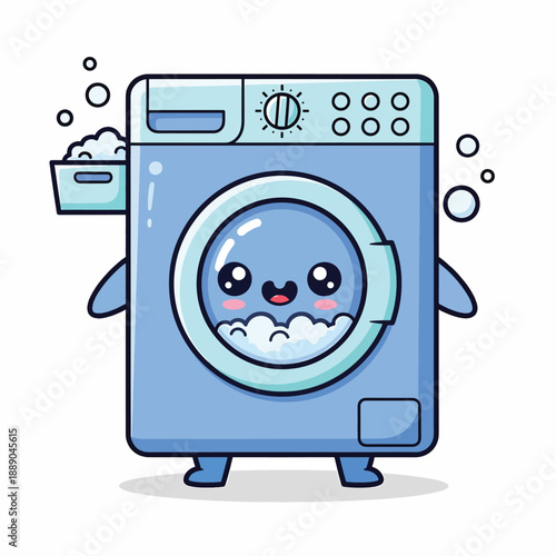 Crying Washing Machine with Laundry