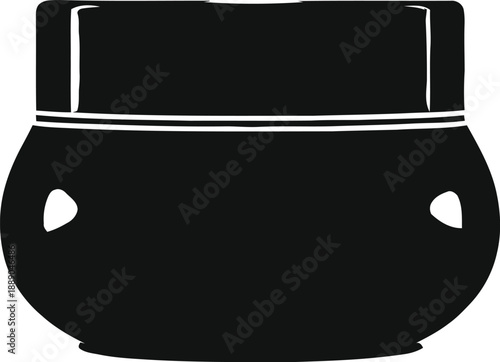 Beauty cream container vector icon black silhouette. realistic cosmetic product packaging. isolated jar template mock up