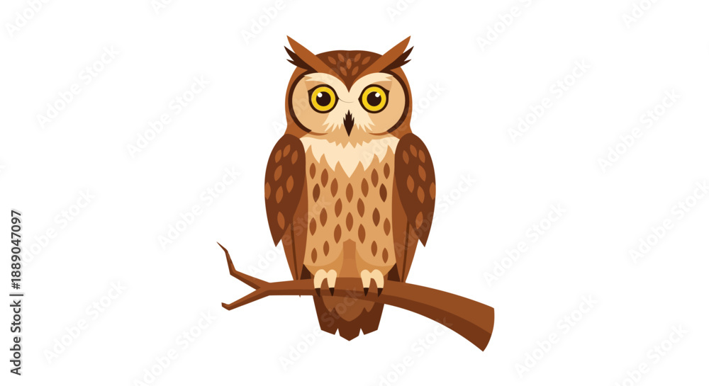 Fototapeta premium Brown Owl Perched on a Branch