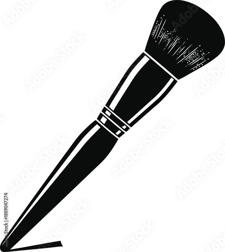 Tapered makeup brush silhouette vector graphic representing essential beauty tool used for blending and contouring applications