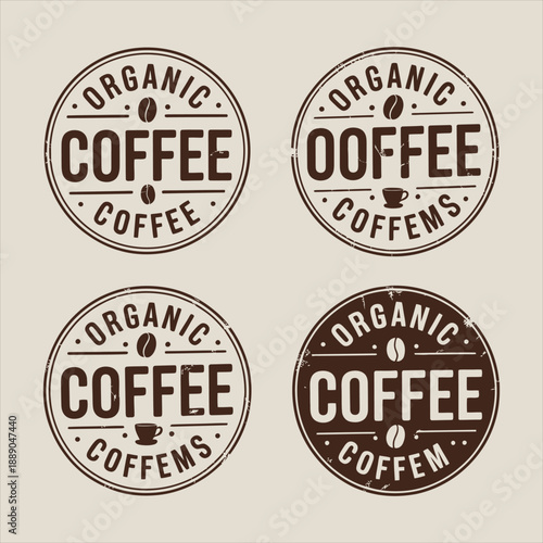 Set of retro coffee shop labels and circular emblems for product packaging