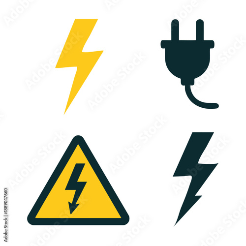 Electricity and Power Hazard Icon Set