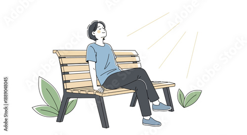 Woman Relaxing on a Bench