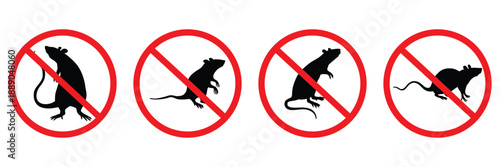 No Rats and Mice Allowed Pest Control Prohibition Warning Sign Vector Illustration Isolated 
on White Background