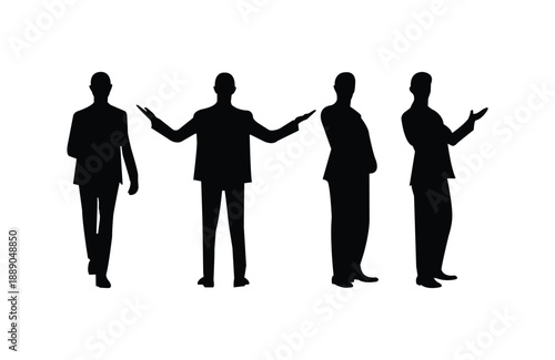 standing man silhouette in different types of position with standing sideways easy to edit and use standing sideways