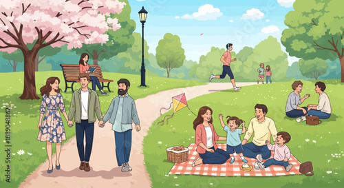 Family Picnic in the Park on a Sunny Day