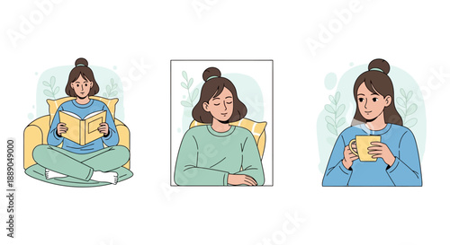 Woman Reading Book in Comfortable Setting