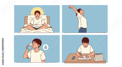 Man s Daily Routine from Waking Up to Work