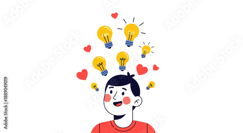 Man with Creative Ideas and Thoughts