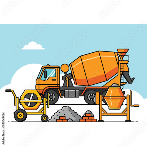Construction Site with Cement Mixer