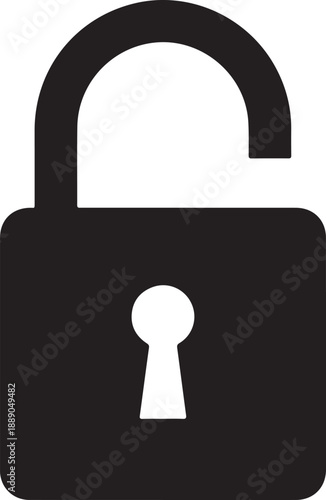 Open lock icon security symbol isolated on transparent background for web design