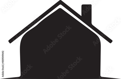 Simple house icon with chimney on transparent background for real estate and architecture designs