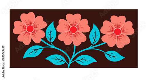 Floral Blossom Design with Decorative Petals and Leaves Provides an Ornamental Nature Pattern for Invitation Designs, Textile Prints, Retro Home Decor, and Vintage Style Art Projec.