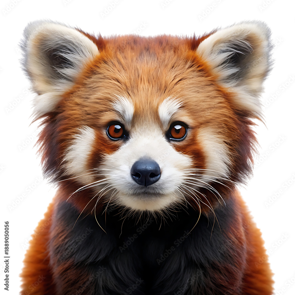 Fototapeta premium Red panda, Close up portrait with detailed fur and expressive eyes, cutout, PNG, isolated on transparent background, AI
