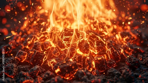 Wallpaper Mural glowing embers, burning coal, fire flames, heat, energy, barbecue, cooking Torontodigital.ca