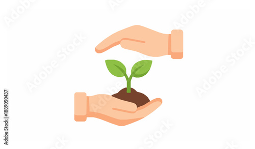 Tenderly Nurturing New Life in Hands Flat Care Icon Vector Illustration