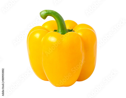 A bright yellow bell pepper on transparent background