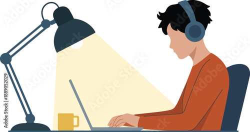 Remote Work Illustration Set Freelancer Working from Home Office