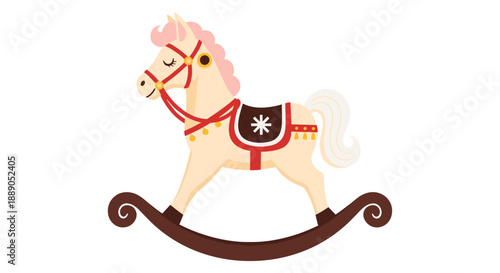 Adorable rocking horse toy illustration brings classic childhood memories, perfect for nursery decor, baby shower invitations, children's books, and vintage themed designs for joyf.