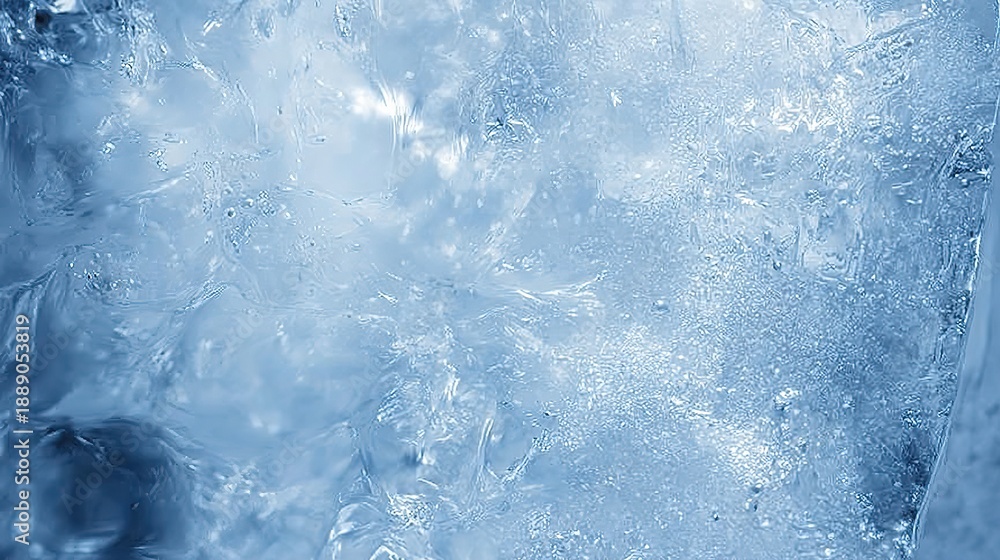 Fototapeta premium Frosty Ice Texture Background with Sparkling Crystals for Winter Design Elements and Cool Color Palettes