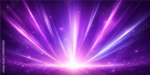 Shiny abstract blue background with a bright disco star burst and glowing purple laser rays in a magic space night design illustration