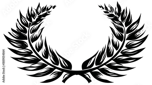 Classic black laurel wreath vector illustration. Symbol of victory, achievement, honor, success, award, and triumph.