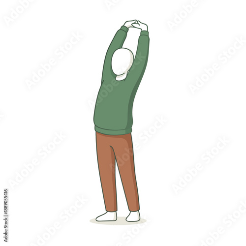 Person stretching with arms overhead bending to the side.