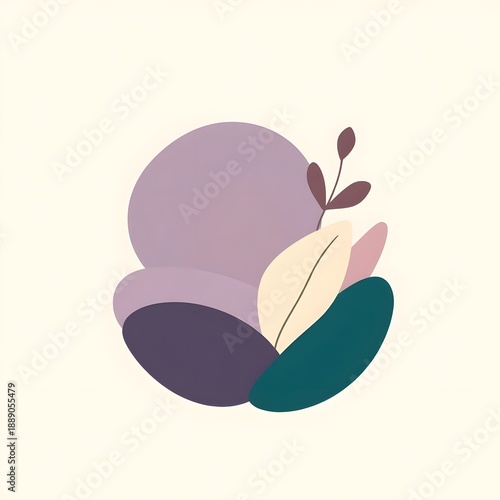 Minimal abstract leaves with round shapes AI generated illustration