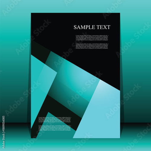 Abstract Turquoise Geometric Flyer Design. The layout includes placeholder areas for headings and body content, making it suitable for marketing, advertising, event promotion, or informational design.