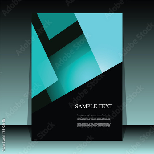 Abstract Turquoise Geometric Flyer or Poster Template. It creates a dynamic and professional composition, suitable for marketing, advertising, event promotion, or informational materials.
