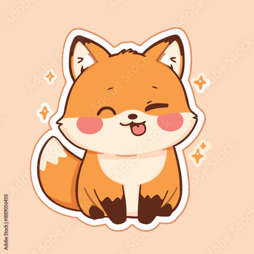 Adorable Cartoon Fox Winking with Tongue Out.
