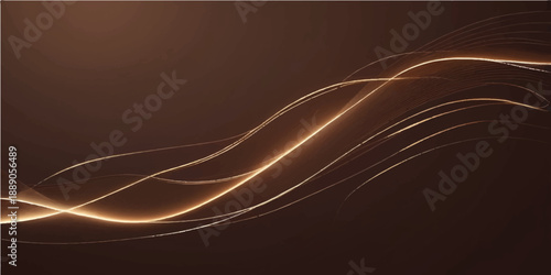 Futuristic abstract brown vector background featuring a 3d fractal wave design with light energy lines and a flowing motion texture