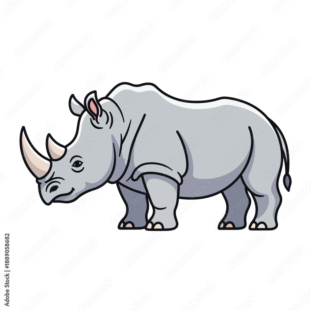 Fototapeta premium Gray Cartoon Rhinoceros