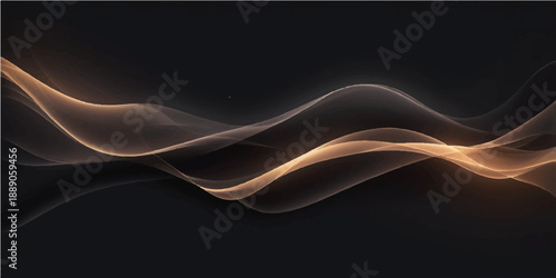 Abstract smoke waves create a dynamic blue motion design with fractal light lines and flowing energy curves on a black backdrop vector illustration