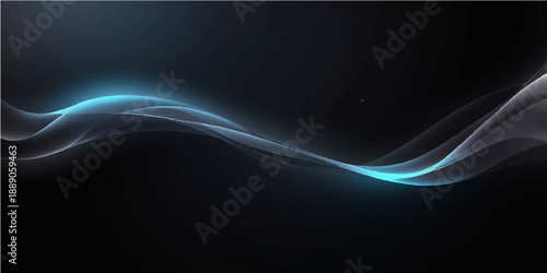 A digital illustration of a dark space wallpaper featuring flowing blue waves and glowing light rays that create a fractal motion effect with energy lines on a black backdrop