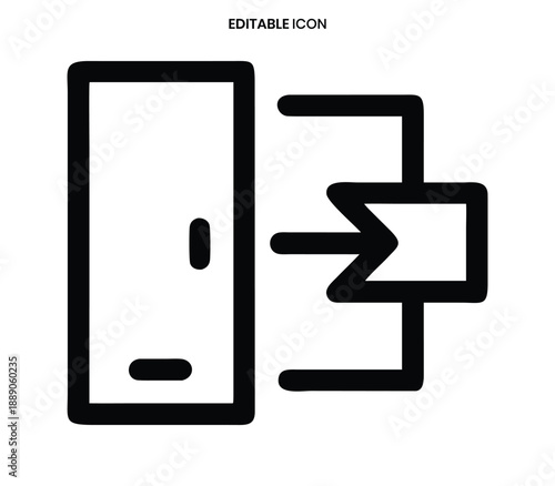 Simple black line icon depicting a phone screen with an outgoing arrow