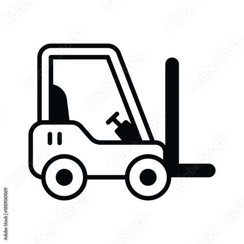 A glyph icon of forklift used in warehouse logistics, trendy vector