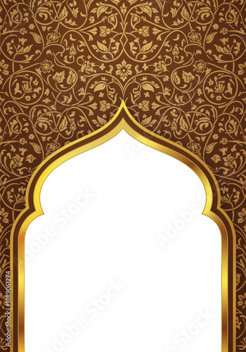 Decorative geometric pattern with golden arch design on deep brown background for elegant decor