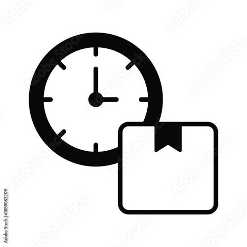 A modern glyph icon representing delivery time management.