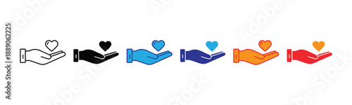 Vector illustration icon colorful hand icons with hearts in different colors