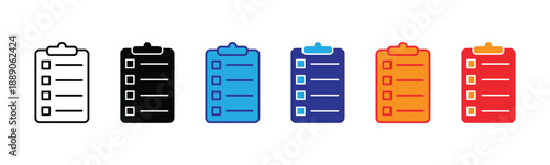 Vector illustration icon colorful clipboard icons with checklist in different colors
