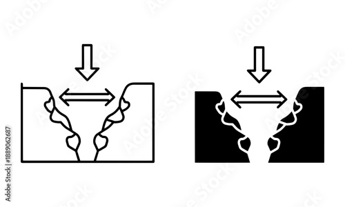 Crack Gap icons. Damage or Break vector.