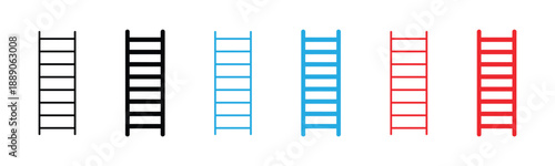 Vector illustration icon collection of colorful ladders in various colors
