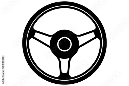 Steering wheel vector icon, driving wheel silhouette vector