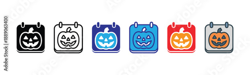 Vector illustration icon colorful halloween trick or treat bags with different jack o lantern designs